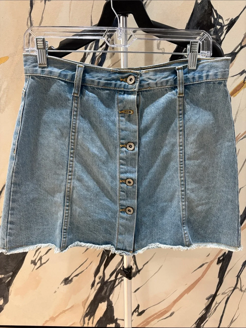Forever 21 Light Blue Button-Front Denim Mini Skirt